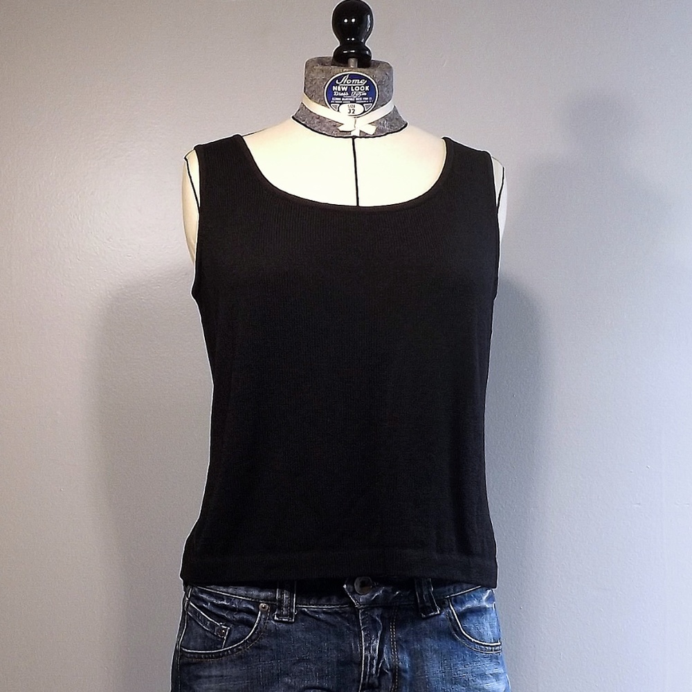St John Caviar black knit sleeveless top